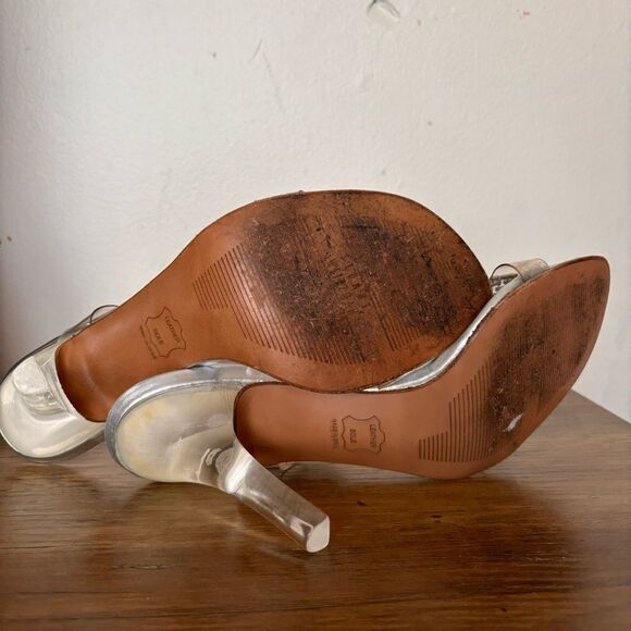 Stuart Weitzman Clear Embellished Heel Sandals - Picture 7 of 8